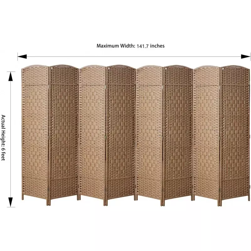 Room Divider and Folding Privacy Screen, Tall - Extra Wide Foldable Panel Partition Wall Divider with Diamond Double-Weaved & 8