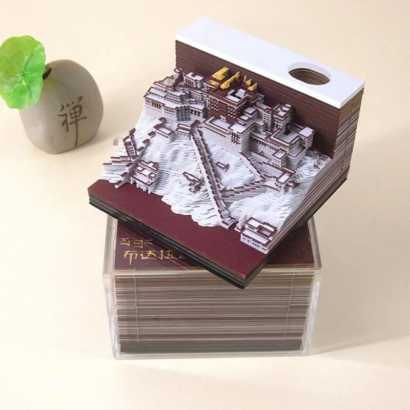 Bantalan Memo 3D Led 190 lembar Diy sihir Castle notepad kertas lengket hadiah kantor ulang tahun lucu catatan pernikahan H2C7