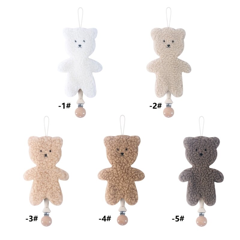 JONewborn-Attache-tétine ours en peluche pour bébé, jouets de dentition en coton, porte-sucette au beurre, pendentif