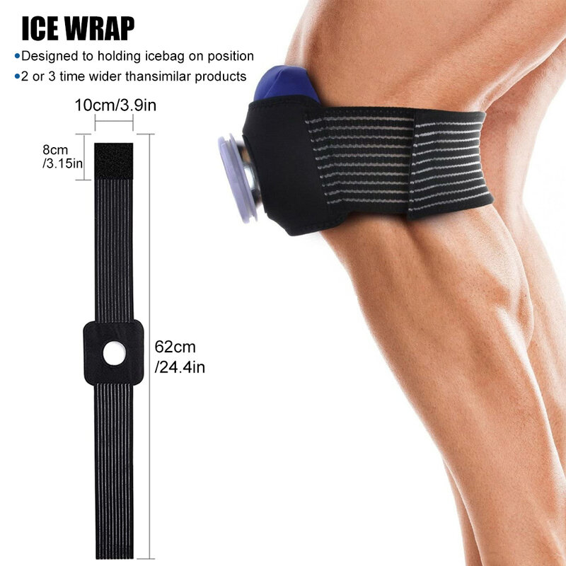 Benda professionale per borsa del ghiaccio con borsa per il ghiaccio riutilizzabile per impacco caldo e freddo slogato al collo della caviglia del ginocchio del polpaccio del braccio