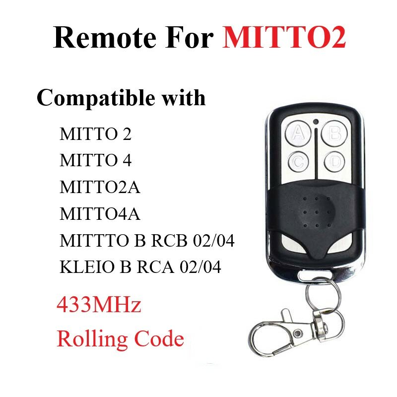 Controle Remoto de Substituição para Porta da Garagem, 433,92 Mhz, MITTO 2, MITTO 4, RCB02, RCB 04
