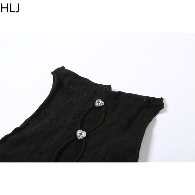 HLJ-Combishort sexy en maille pour femme, combinaison ajourée, col rond, à la mode, imprimé, boîte de nuit