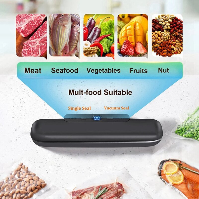 Automatic Vacuum Sealer Machine For Food Storage With 50Pcs Food Saver Bags Sealing Machine For Vacuum EU Plug Easy Install