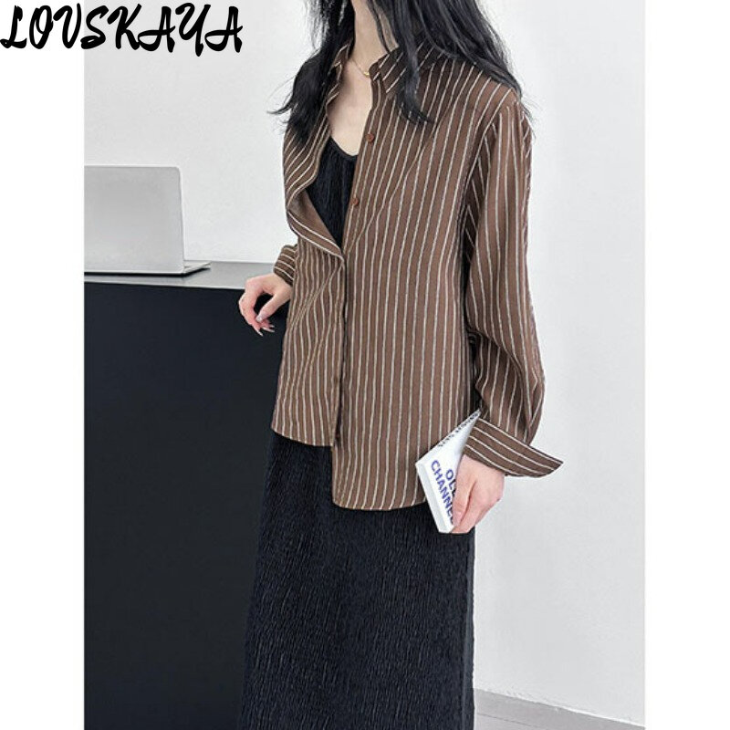 Camicia a righe temperamento Versatile camicia casual coreana minimalista autunnale