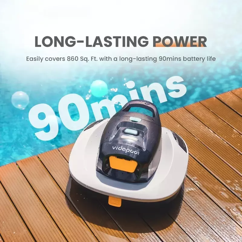 Aspirapolvere per piscina robotico senza fili, pulizia automatica portatile della piscina con indicatore LED, per piscine fino a 861 piedi quadrati