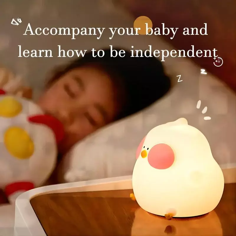 LED Chicken Silicone Night Light, Touch Sensor, Cartoon Nightlight para Crianças Quarto, Cabeceira Dormir Decorações, Presente de aniversário