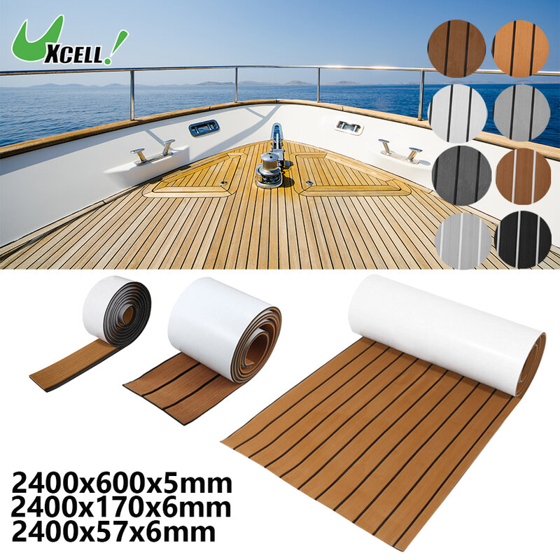 Uxcell-EVA Foam Boat Flooring, Decking de espuma de teca para barcos, iate marinho, 2400x600x5mm, 2400x170x6mm