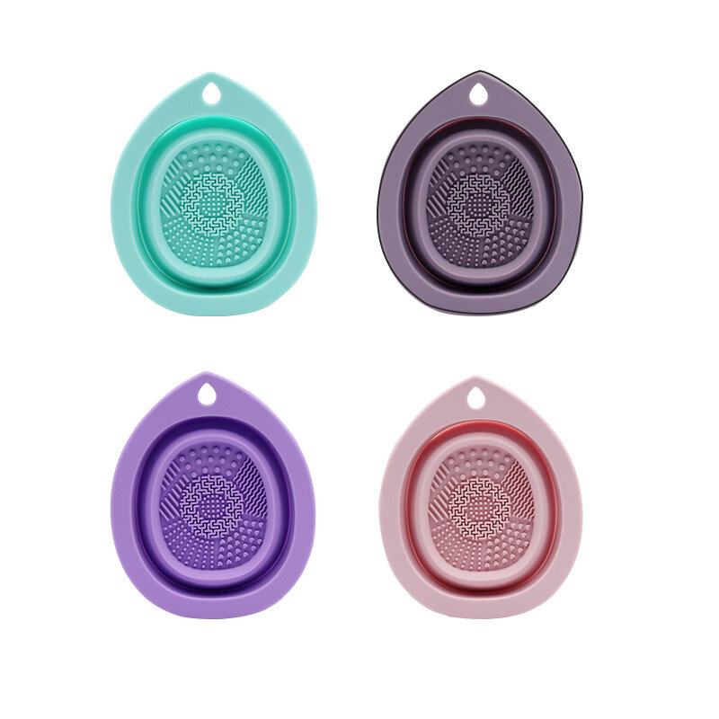 Silicone Makeup Brush Cleaner Folding Powder Puff Cleaning Bowl Eyeshadow Brushes Washing Soft Mat Beauty Tools Scrubber Box