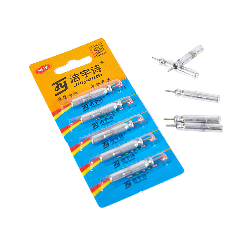 5個の電池。ナイロン製の漁船,4x25mm,単4電池3個,リチウム電池用。