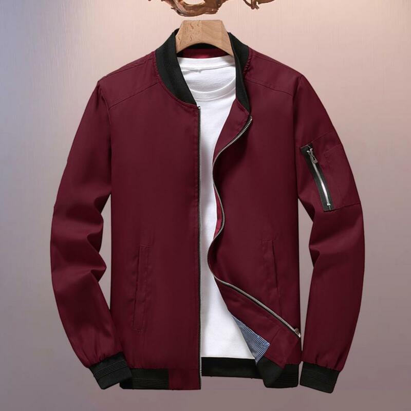 남성용 세련된 겨울 재킷, 스탠드 칼라 포켓, 슬림핏 비즈니스 캐주얼 아우터, 가을 겨울