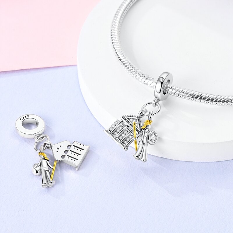 Original 925 Sterling Silver Goddess Of Justice Athena Triumphal Arch Charm Fit Pandora Bracelet Women's DIY Jewelry Gift