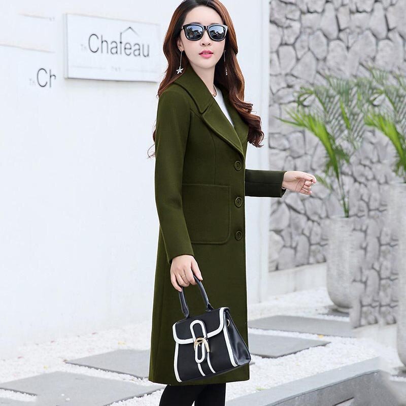 Cappotto di lana moda donna 2023 primavera e autunno nuova versione coreana cappotto caldo di lana Slim Fit ampio sopra il ginocchio di media lunghezza