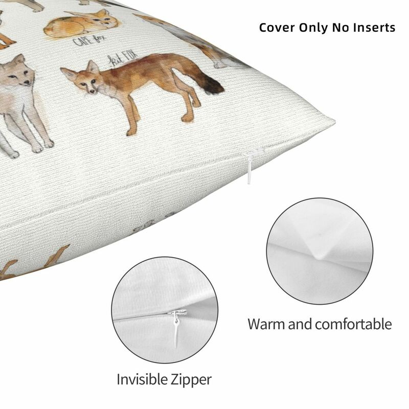 Funda de almohada con estampado de zorros y animales, cubierta decorativa de poliéster, lino y terciopelo con cremallera para cojín de habitación
