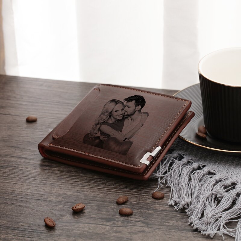 Cartera con foto personalizada para hombre, billetera con imagen personalizada con nombre, regalo para el Día del Padre, regalo de San Valentín para marido