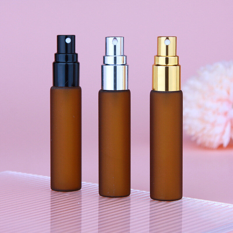 5/10ml Brown Frosted Spray Bottle Refillable Face Moisturizer Essential Oil Perfume Dispenser Travel Portable Storage Container