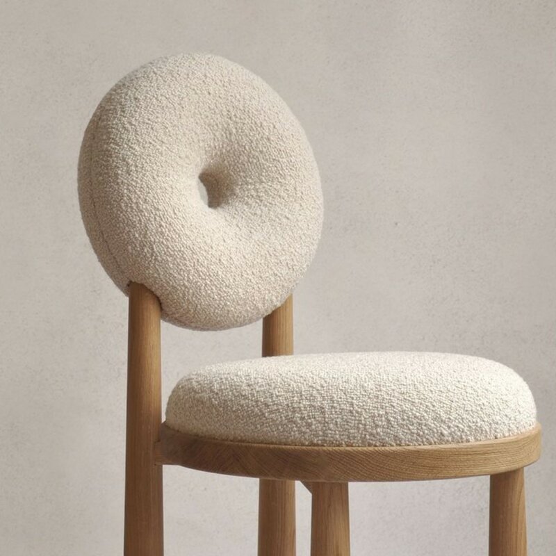 Бархатный стул для макияжа из овечьей шерсти, круглый стул для спальни, кофейный стул