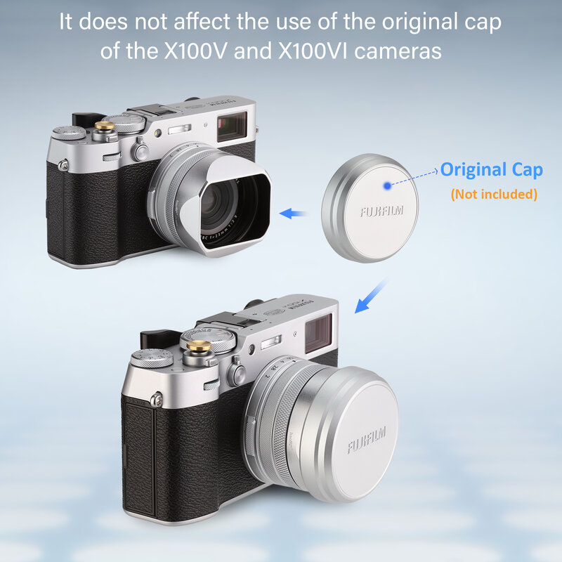 Haoge hg-LH-X54W Quadrato In Metallo Lens Hood con 49 millimetri Anello Adattatore per Fujifilm Fuji X100V Camera Argento