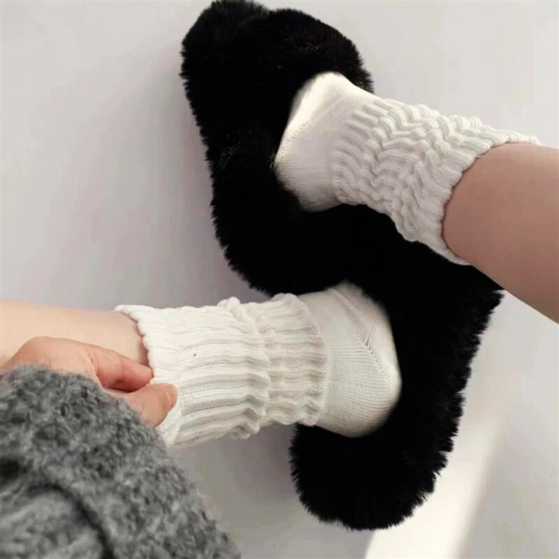 1 Pair Women Winter Cashmere Wool Warm Socks Solid Japanese Girls Harajuku JK Lolita Long Socks Retro Elastic Streetwear Socks