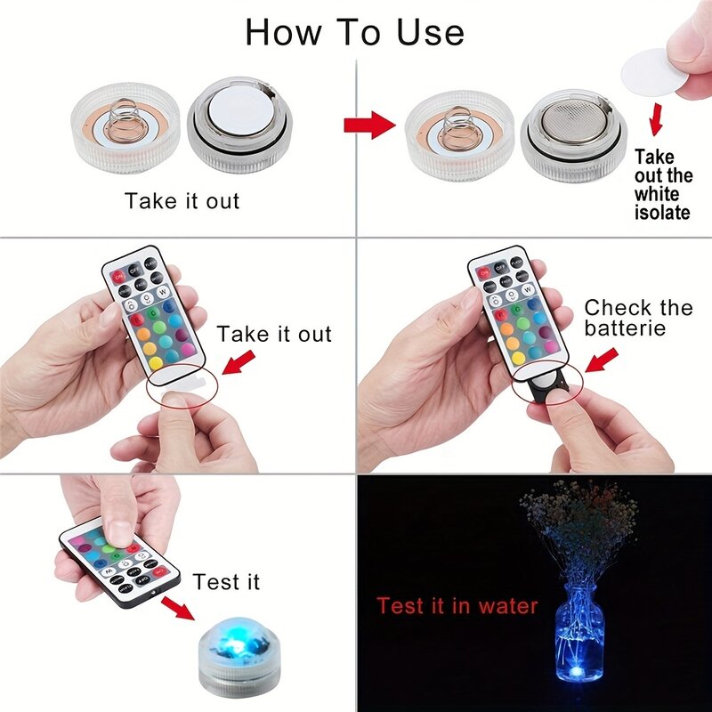 Waterproof Submersible LED Lights Car Interior Ambient Wedding Party Light Remote Control LED Underwater Lamp RGB Fish Tank Lamp