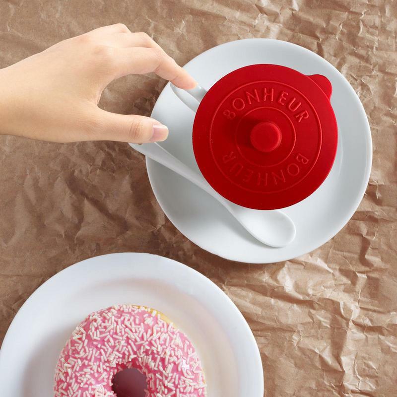 Cangkir hisap tutup silikon tahan debu dapat digunakan kembali lucu Sealing mug penutup tahan debu tahan bocor aksesoris cangkir tutup kopi teh