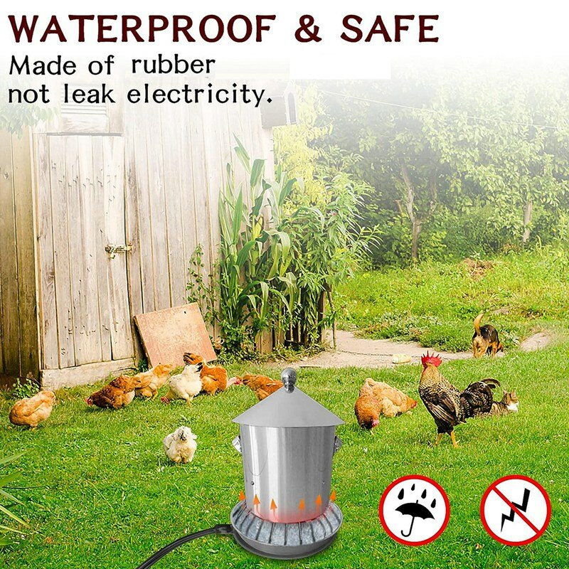 16.5Cm Poultry Water Heater Chicken Water Heater Base 55W Deicer Heated Base Chicken Drinker Heated Pad US Plug Durable