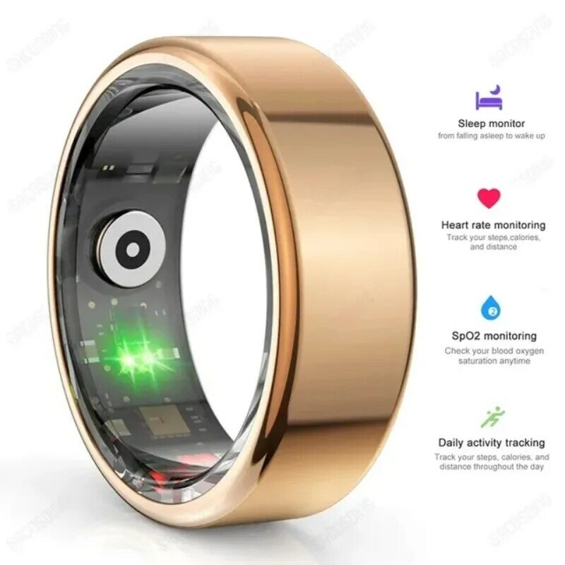 Smart Ring 2024, cincin pintar R02 pemantauan kesehatan IP68 tahan air mode Multi olahraga Bluetooth pelacak tidur cincin jari pria