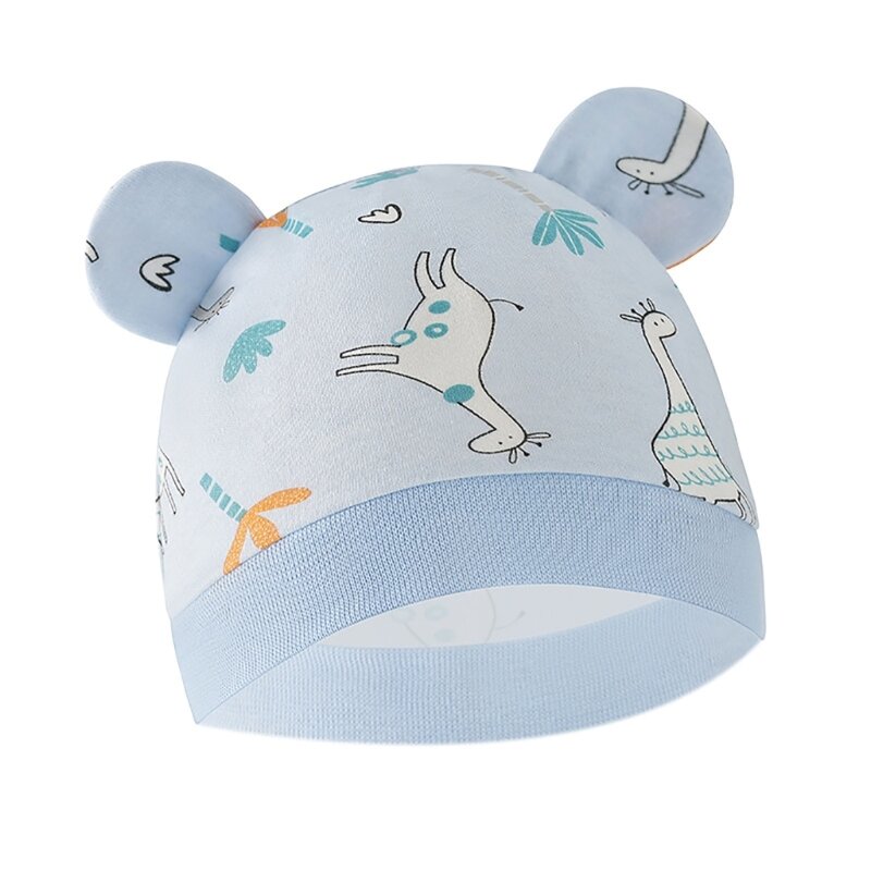 Cotton Newborn Baby Hat Neonatal Printed Fetal Cap with Adorable Cartoon Print