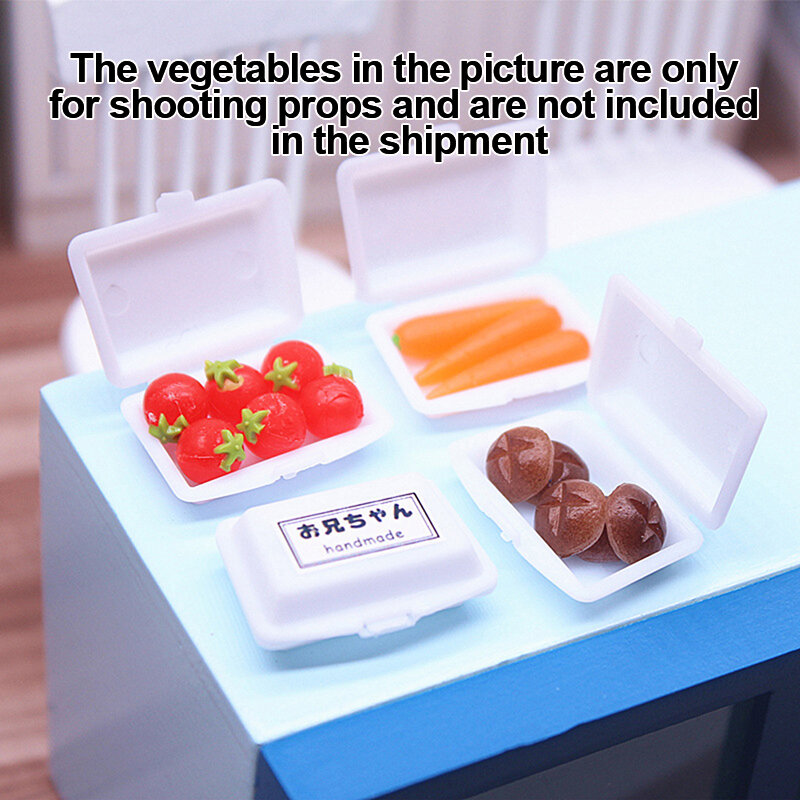 1Set 1:12 Kotak Makan Siang Miniatur Rumah Boneka Tas Plastik Sayur Buah Kemasan Kotak Makanan Cepat Saji Model Dapur Dekorasi Mainan