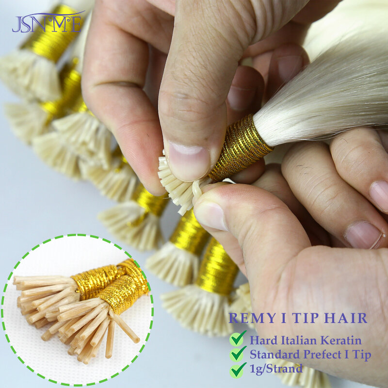 I Tip Human Hair Extensions Keratin Natural Hair Extension I Tip Hair Pre Bonded Stick Tip Micro Ring For Woman 1g/Strand