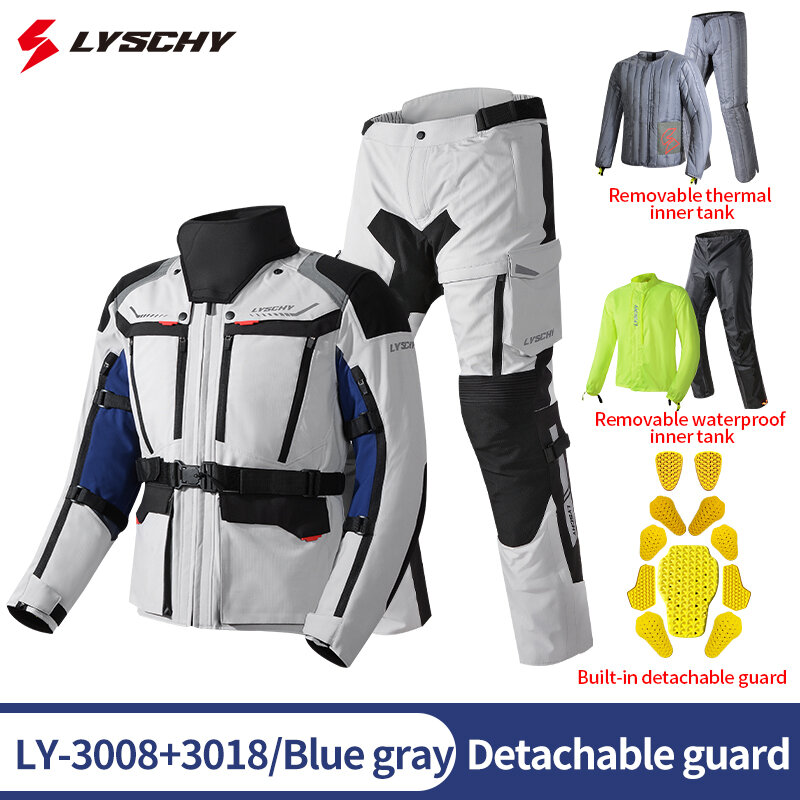 Modedesign lange Motorrad Reit jacke Anzug wasserdicht warm 3-in-1 ce2 Protector Motorrad Kleidung Anzug