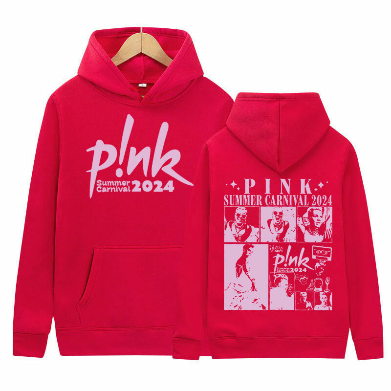 P!nk Pink Singer Summer Carnival 2024 Tour Hoodie Men Women Hip Hop Retro Pullover Sweatshirt Fashion Aesthetic Oversized Hooded