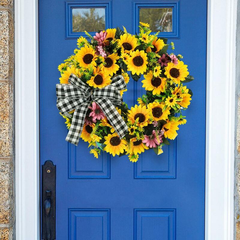 Excellent Clear Texture Sunflower Wreath Fine Workmanship Create Atmospheres Wall Mounted Door Hanging Sunflower Wreath