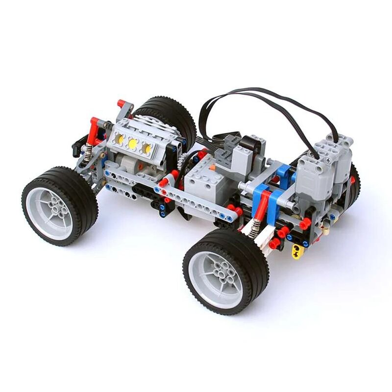 Batu Bata Sasis Mobil Teknis Penggerak Dua Roda 2WD dengan Guncangan Suspensi IR Remote Control Diterima Motor Servo L Kit MOC PF