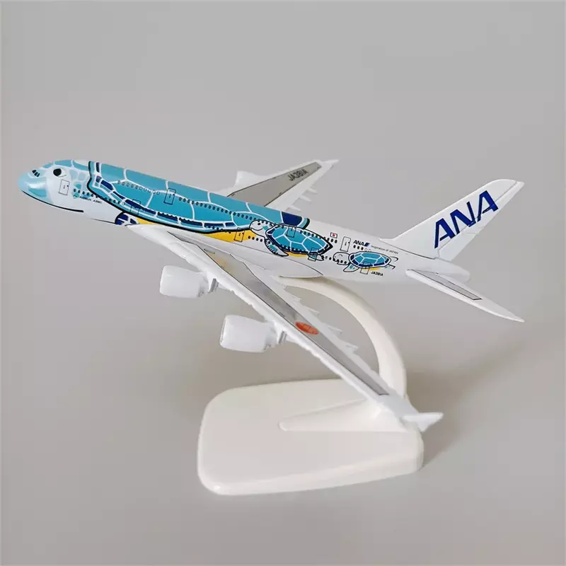 14*16cm Air Japan ANA Airlines kartun Sea Turtle Airbus 380 A380 penerbangan logam Aloi Diecast pesawat Model pesawat