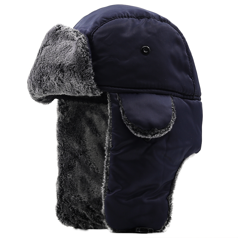 Unisex Men Women Russian Hat Trapper Bomber Warm Trooper Ear Flaps Winter Ski Hat Solid Fluffy Faux Fur Cap Headwear Bonnet