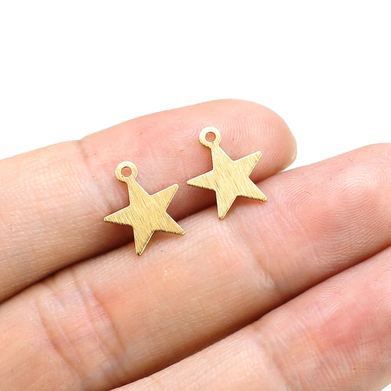 Mini breloques de boucle d'oreille étoile pour bijoux exécutifs, breloque pentagramme en vrac, ton or, accessoires de boucle d'oreille, 11,6x10,2mm, 100 pièces