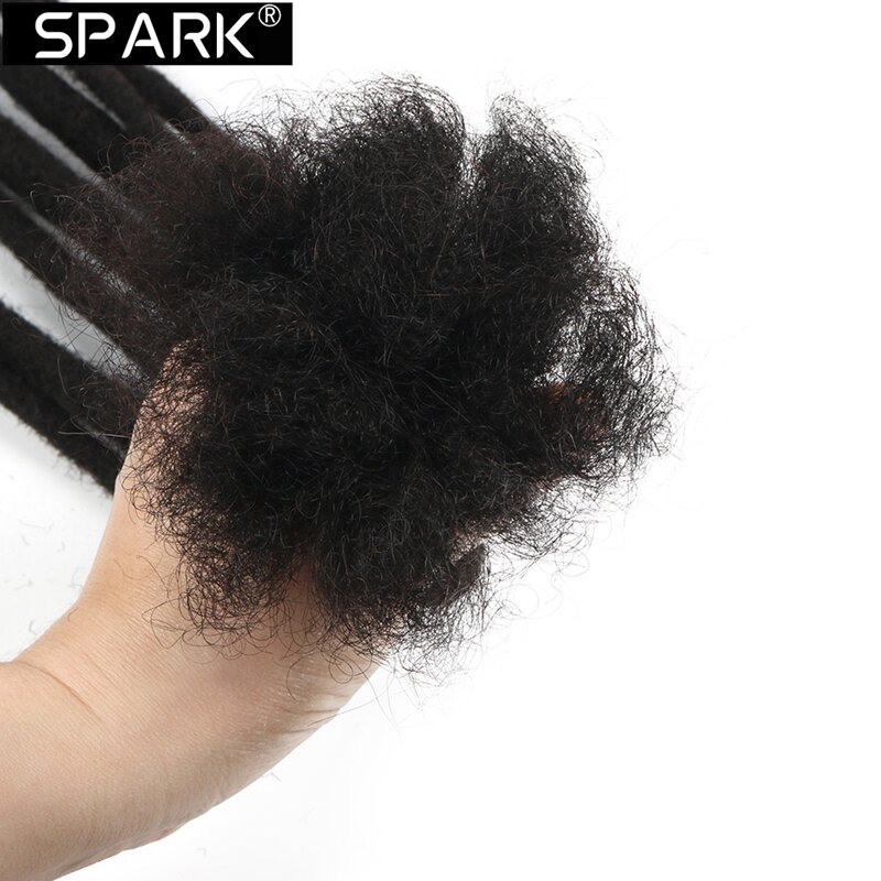 SPARK-Dreadlocks de cheveux humains faits à la main pour hommes et femmes, tresses au crochet, style hip-hop, extensions de perruque de tressage, 6 "-24"