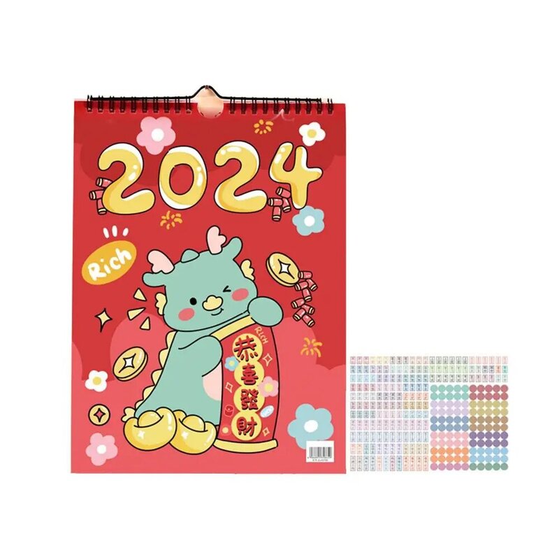Calendrier de bureau Jolie çon 2024 auto-didacte, mini calendrier de l'année du dragon, mini officiel, B4w2, nouveau