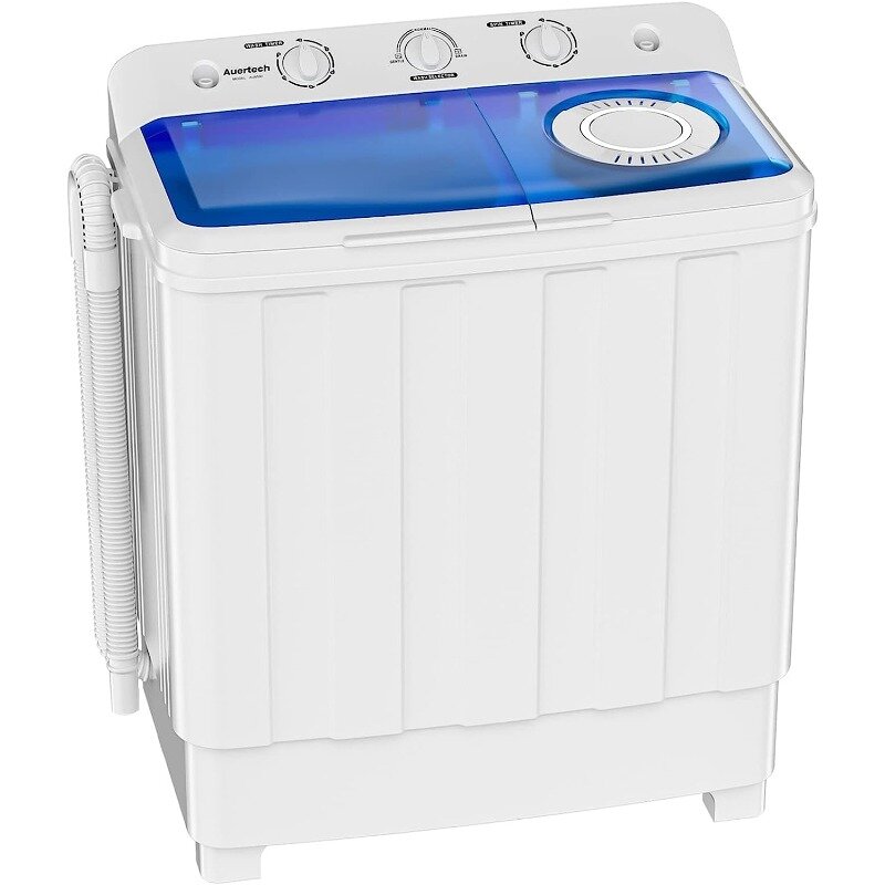 Auertech Draagbare Wasmachine, 28lbs Twin Tub Wasmachine Mini Compacte Wasmachine Met Afvoerpomp