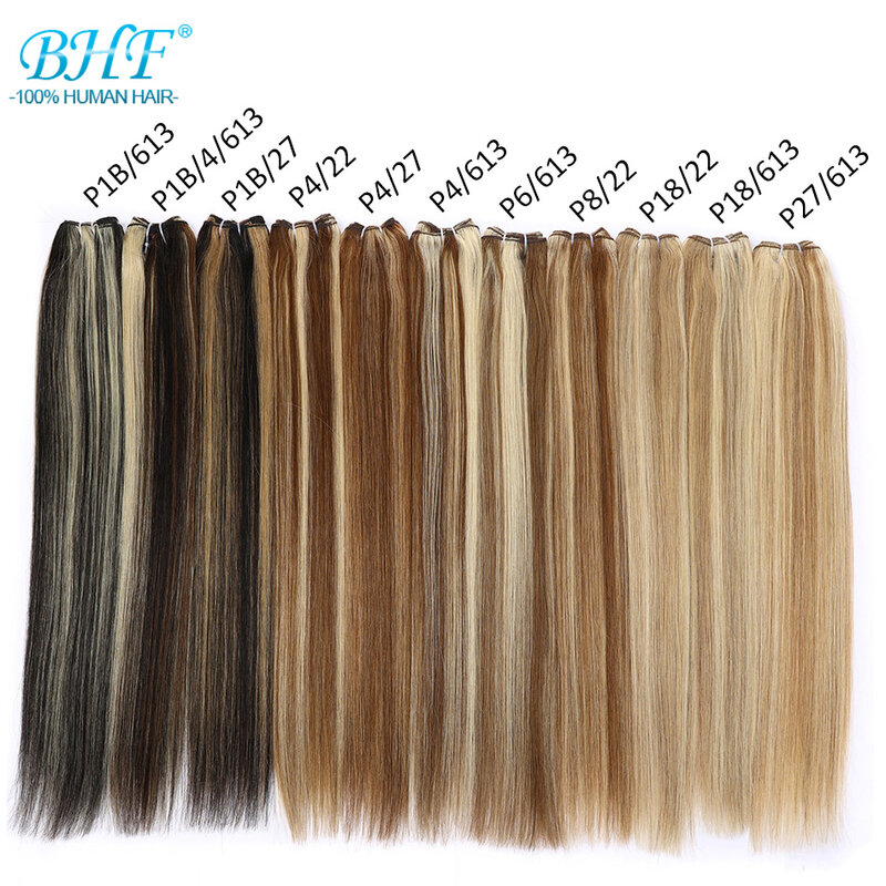 Прямые искусственные человеческие волосы BHF, индийские накладные волосы с Реми, 100 г, прямой, светлый цвет Омбре, от 16 до 28 дюймов