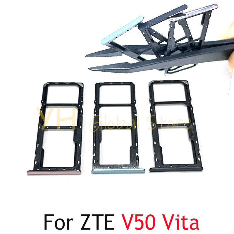Simカードスロットトレイホルダー、zte bladev30、v40、v50、vitaデザイン、修理部品に適しています