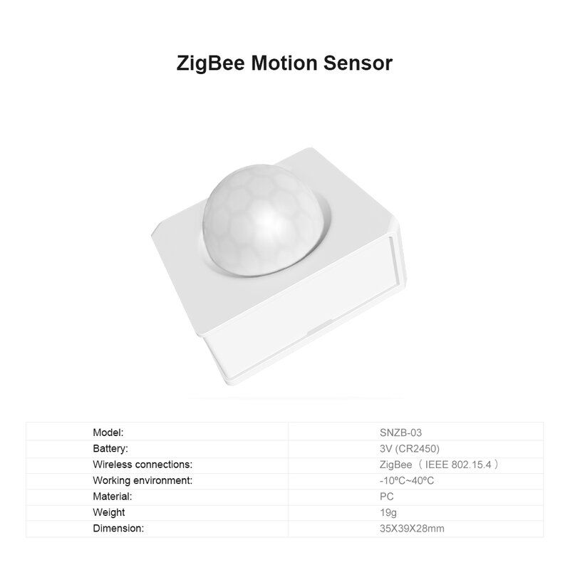 SONOFF SNZB 03 지그비 모션 센서, 적외선 인간 감지기, EWeLink 스마트 무브먼트 센서, ZBBridge Alexa Google Home과 함께 작동