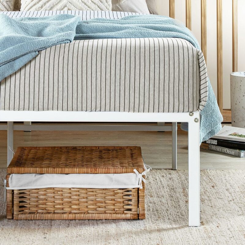 Moldura da cama do metal do colchão, ripas de aço resistentes, colchão completo branco, 18 Polegada, melhor preço