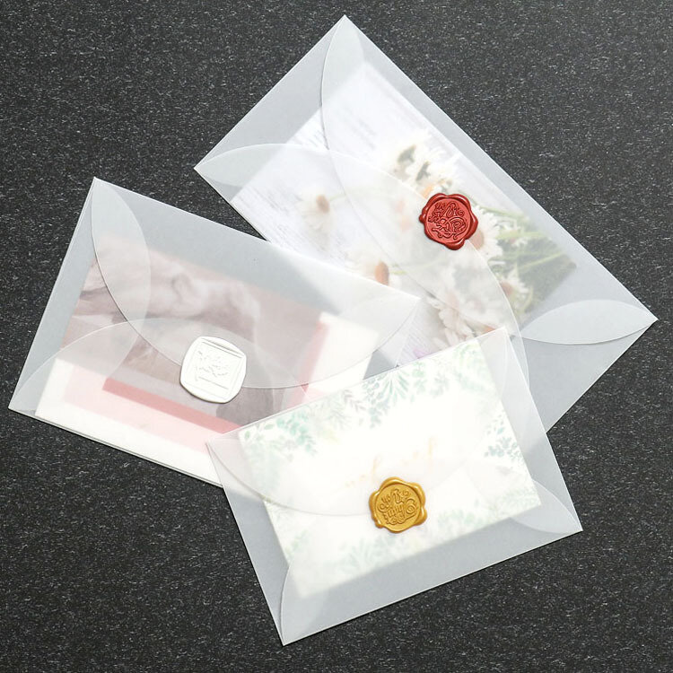 80個の花びら空白の半透明の封筒硫酸紙diyポストカードカードストレージ創造的な結婚式のお祭りの招待状のパッキング