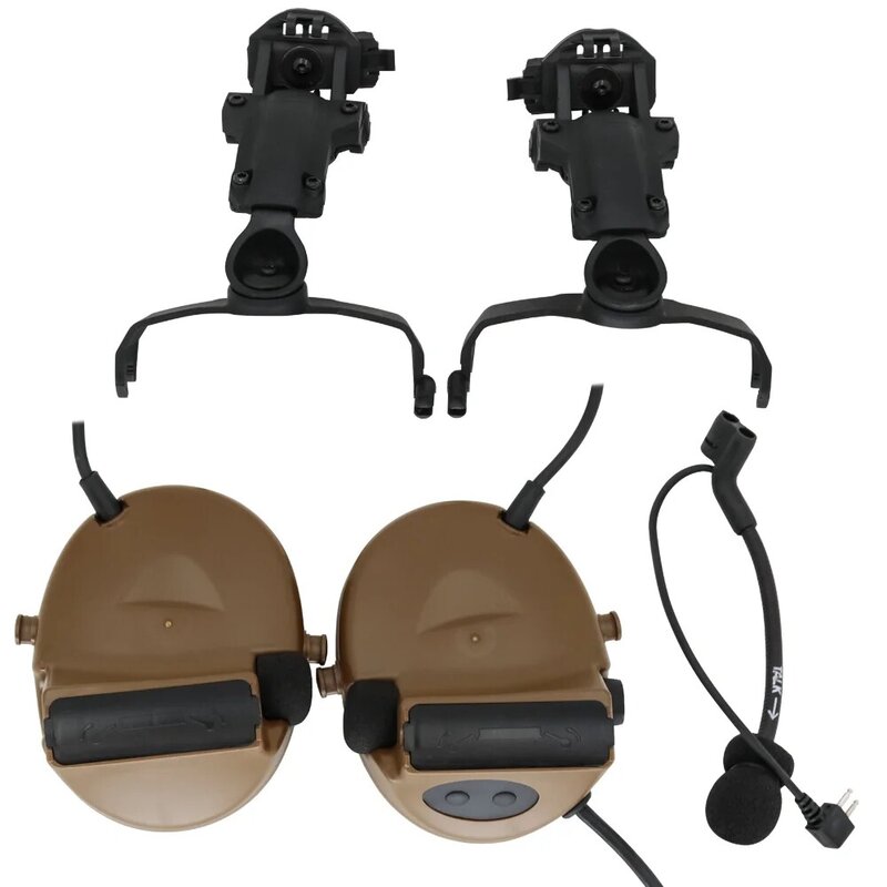 Tactical Capacete ARC Rail Adapter Headset, Headphone Bracket Versão, Redução de Ruído, Captador Proteção Auditiva, Tiro Headphone, COMTAC II
