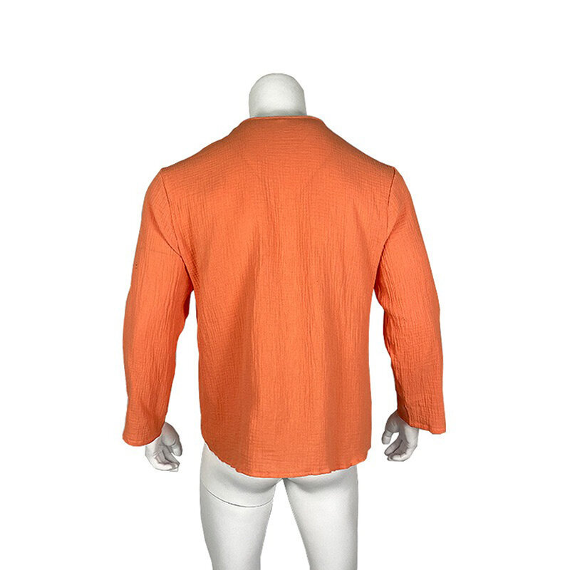 T-shirt da uomo di alta qualità magliette con bottoni camicie Casual comode in cotone per le vacanze a maniche lunghe da ufficio Regular S-2XL