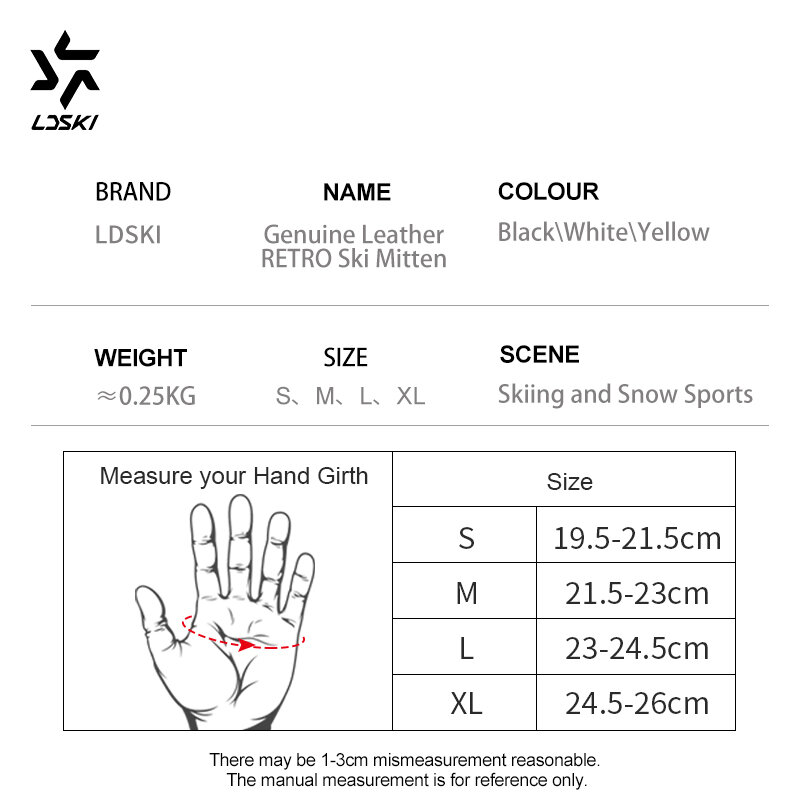 LDSKI Luvas de esqui Hombre mujere Impermeável  inverno térmicas 3M Thinsulate Retro Couro Acessórios para Snowboard