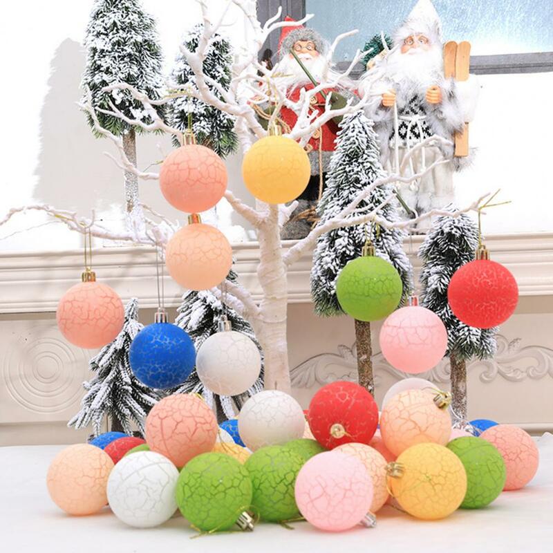 6 pezzi 6cm palline di natale ciondolo crepa facile da appendere festivo colore brillante plastica ciondoli palline di natale forniture per feste