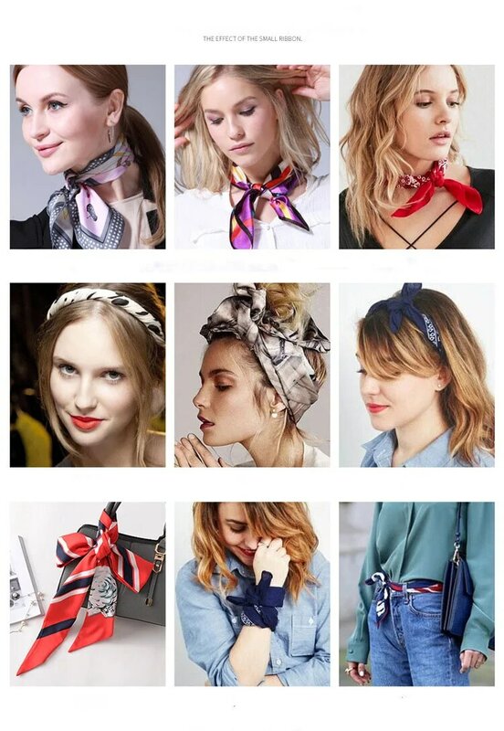 Шарф из натурального шелка, маленький шелковый тонкий шарф, модная женская лента с ручкой, маленькие женские шарфы для волос