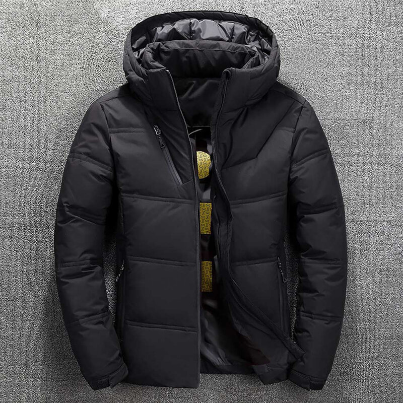 Мужская теплая куртка на утином пуху, черная или красная утепленная куртка на белом утином пуху, зима 2022